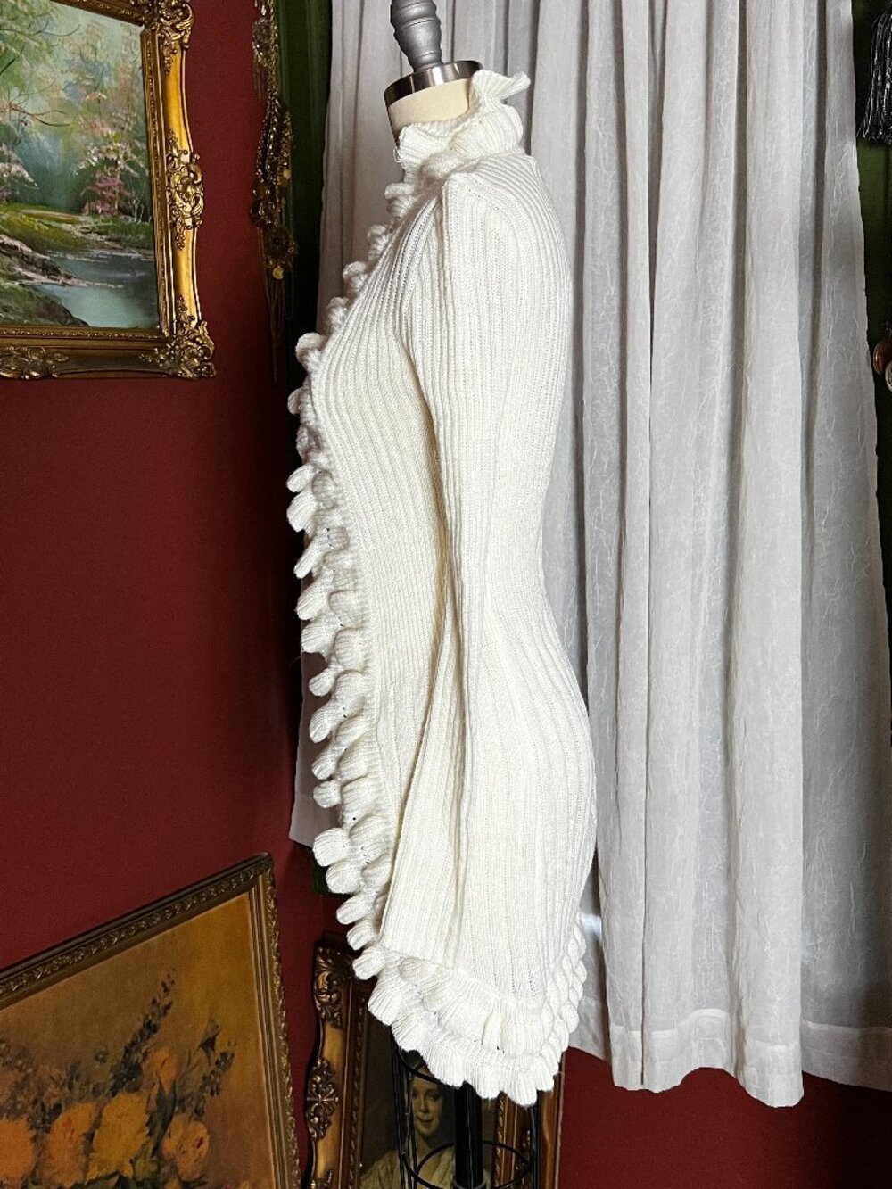 Ivory Ruffle Sweater Duster - Picture 4 of 13
